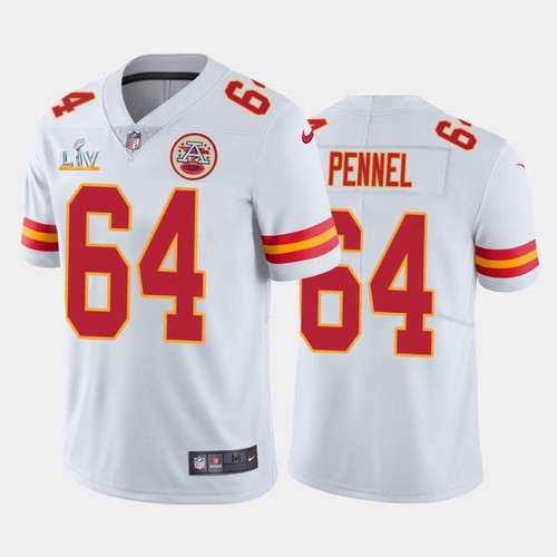 Men's Kansas City Chiefs #64 Mike Pennel White NFL 2021 Super Bowl LV Stitched Jersey